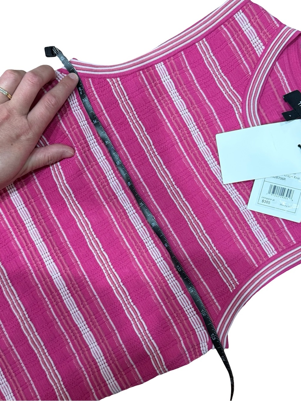๐ NWT Theory Carnation Multi Stripe Rib Knit Midi Tank Dress XS Sweater Crepe - Picture 10 of 14